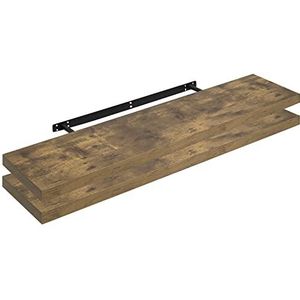 WOLTU RG9315hov-2, wandplank, boekenplank, planken voor decoratieve wandplanken, van MDF-hout, set van 2 hangplanken, vintagebruin, 120 x 22,9 x 3,8 cm, 2 stuks