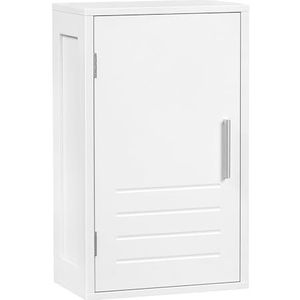 EUGAD Hangkast, wandkast met een deur, badkamerkast, badkamerkast, hangend, keukenkast, medicijnkast, met verstelbare plank, wit, 30 x 50 x 18,5 cm