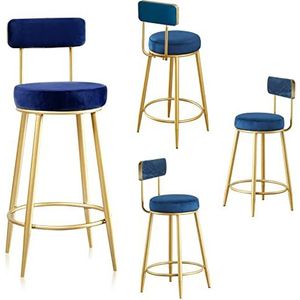 AADDFDD Barkrukken Barstoelen Moderne Barkrukken Set van 4 Armloze Eetkamerstoelen met Voetsteun Frame Materiaal Metalen Fluwelen Stof Teller Hoogte Krukken