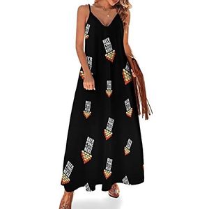 Beerpong Player Women's Sling Maxi-jurken V-hals casual mouwloze verstelbare riem sexy lange jurk