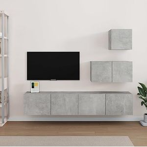 CBLDF Meubels-sets-4-delige tv-kast set beton grijs ontworpen hout