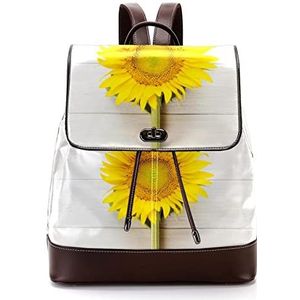 Gepersonaliseerde casual dagrugzak tas voor tiener mooie zonnebloem op witte houten textuur tafel schooltassen boekentassen, Meerkleurig, 27x12.3x32cm, Rugzak Rugzakken