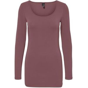 VERO MODA Dames Vmmaxi My Ls Soft Long U-Neck Noos' shirt met lange mouwen, bruin (Rose Brown), M