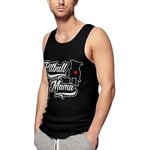 Pitbull Mama1 Muscle Tanktops voor heren, mouwloos, met print, workout, fitness, T-shirt, onderhemden, S