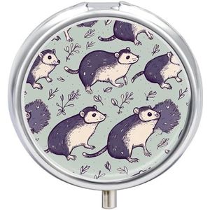 Pillendoosje Reizen Pil Organizer Opossum Gedrukt Leuke Pillendoos Handige Pillendoos Geschikt om in zakken en zakken te worden geplaatst