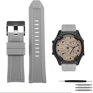 INEOUT Hoge kwaliteit siliconen rubberen horlogeband geschikt Compatibel met Diesel DZ4318 / 4323/4283/7315/4427 Mannen Waterdichte zachte grote riem 24mm26mm (Color : B Gray black clasp, Size : 2
