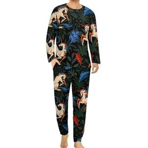 Unicorn Among Magic Herbs pyjama voor heren, loungewear met lange mouwen, bovendeel en onderkant, 2-delig