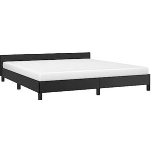 vidaXL Bedframe met hoofdbord kunstleer zwart 160x200 cm, bedframe, slaapmeubel, ledikant, bed, bedbodem, eenpersoonsbed, slaapbed, bedframes, bedden