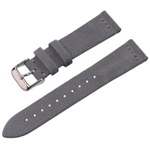 LQXHZ Suede Horlogebandje 20mm Hoge Kwaliteit Lederen Horlogeband Beige Bruin Zwart Grijs Blauw Vervangende Bands 18mm 22mm (Color : Grey, Size : 22mm)