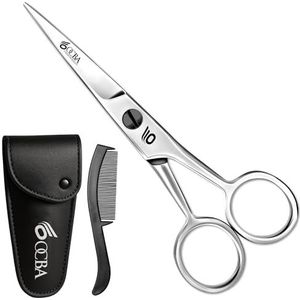 OCBA Baardschaar professionele snor schaar oor- en neushaarschaar van roestvrij staal veilig gebruik voor wenkbrauwen"" (Silver)