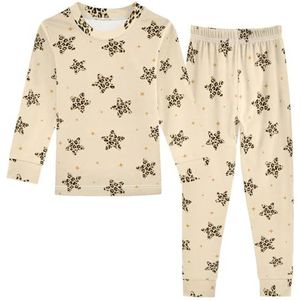 LI ZHI XIN Paj-set voor kinderen, katoen, jongens, meisjes, nachtkleding set, kinderen, lange mouwen, Paj-set, 2-delig, homewear, nachtkleding voor leeftijd 1-8 jaar, luipaardster patroon, Meerkleurig