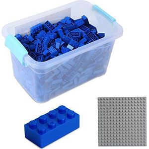 Bouwstenen - 520 stuks, compatibel met alle andere fabrikanten - inclusief doos en bodemplaat, blauw