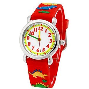 ele ELEOPTION Kinderhorloge Waterdicht 3D Leuke Cartoon Ronde Wijzerplaat Siliconen Rubber Band Quartz Polshorloge Xmas Gift voor Kleine Meisjes Jongen Kinderen Kinderen Milieuvriendelijk, Dinosaurus,