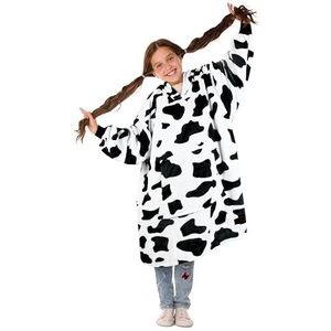Catalonia Classy Extra grote fleece capuchondeken, zachte en warme, draagbare sweatshirt-deken met capuchon en groot voorvak voor kinderen, tieners, meisjes en jongens, koe-print