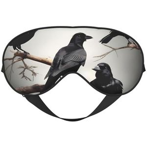 Zwarte kraai vogels op een tak print comfortabel oogmasker ademend verstelbare mannen vrouwen lichtgewicht reizen yoga werk