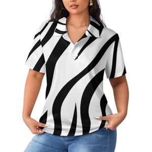 Skin Zebra Poloshirts voor dames, korte mouwen, casual T-shirts met kraag, golfshirts, sportblouse, tops, 3XL