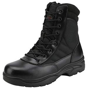 NORTIV 8 Mannen Militaire Tactische Werklaarzen Zijrits Lederen Motorfiets Combat Boots (6-8 Inches), Zwart-8 Inch, 49.5 EU