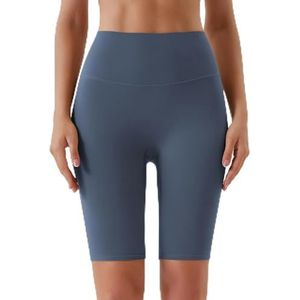 Vrouwen Sport Korte Yoga Shorts Hoge Taille Ademend Zacht Fitness Strak Vrouwen Yoga Legging Shorts Fietsen Atletisch -Inkt Blauw-XL