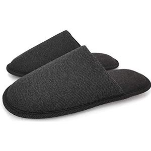 ofoot Heren biologisch katoenen gezellige binnenslippers, traagschuim huis plat, wasbare instapschoenen voor thuis