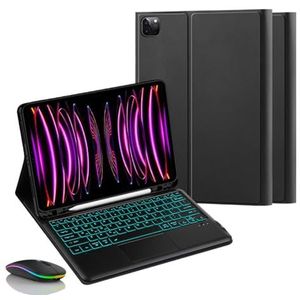 Toetsenbordhoes voor iPad Air 13'' (M2) 2024, 7-Kleuren Achtergrondverlichting, Magnetisch Afneembaar Draadloos Toetsenbord met S-Penhouder