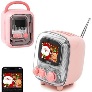 Divoom Tiivoo-2 draagbare bluetooth-luidspreker met FM-radio, Pixel Retro Mini Cute Wireless Speaker, geschikt voor bureau, kantoor, slaapkamer, cadeau voor vrouwen en mannen, roze