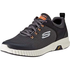 Skechers Heren Elite Flex Prime Take Over Wandelschoen, Houtskool Mesh Pu Oranje Trim, 45 EU