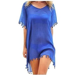 Cover Ups Voor Vrouwen Strandkleding Vrouwen Strand Cover Up Kant Holle Gehaakte Badpak Strandjurk Vrouwen Zomer Cover-up Badpak Dames Strandkleding Tuniek Badpak Cover Ups Voor Vrouwen (Blauw)