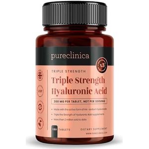 Hyaluronzuur 300mg x 180 tabletten (voorraad van 6 maanden). Driedubbele Sterkte Hyaluronzuur. 300% sterker dan elk ander HLA-tablet