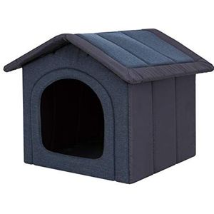 Hondenhuisje, hondenhok voor grote honden, kattenhuis, kattenmand, met uitneembaar dak, dierenhuis voor katten en honden, voor binnen en buiten, marineblauw, 70 x 60 x 63 cm, R5 / XXL