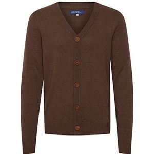Blend BHLennard Gebreid vest voor heren, fijn gebreid met V-hals, knoopsluiting, katoenmix, regular fit, bruin (mocca mix 70816), L