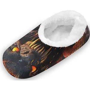 KAAVIYO Feuertierkunst slang pantoffels anti-slip fuzzy winter pantoffels pluche dames heren warm gevoerd antislip slippers schoenen, Patroon., XX-Large