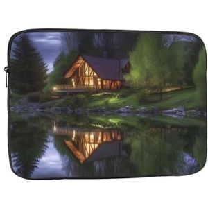 Chalet by the Lake Print Laptop Sleeve Case Waterdichte Schokbestendige Notebook Case Cover Mode Aktetas Tas Lichtgewicht Computer Tas voor Vrouwen Mannen 10 inch