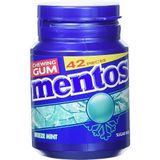 Mentos Gum Breeze Mint, menthol-eucalyptus smaak, suikervrije kauwgom, verpakking van 6 potjes met 42 kauwgoms, voor een frisse adem
