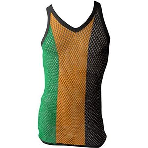 CRAZY LIZARD Heren veelkleurig visnet mesh mouwloos katoenen vest, maat M, Jamaica, L