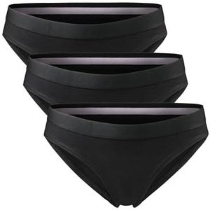 DANISH ENDURANCE Slips van Biologisch Katoen, Stikselvrij, Elastische Tailleband, voor Dames, Set van 3, Zwart, XS