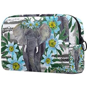 met ritssluiting toilettassen make-up tas reizen cosmetische organizer voor vrouwen olifant zomer