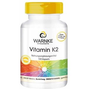 Vitamine K2 Capsules - 100µg Vitamine K2 MK-7 per capsule - hoge dosering & veganistisch - 100 capsules | Warnke Vitalstoffe - Duitse apothekerskwalitei