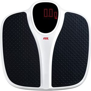 ADE Digitale personenweegschaal tot 200 kg, extra breed weegoppervlak met antislip rubberen mat, badkamerweegschaal met groot display, professionele weegschaal met hoge draagkracht