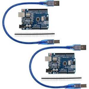 2 x microcontroller board met USB-kabel, A16U2 compatibel met Arduino IDE-projecten, geen drivers nodig, RoHS-conform - incl. USB-kabel (type-B)