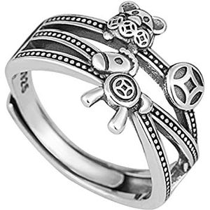 verstelbare ringen voor vrouwen925 sterling zilver Dikke ringen for vrouwen, zilveren ring dier pinda munt trouwringen maat verstelbaar for verjaardagscadeau