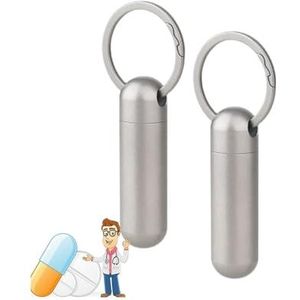 Pill dispenser Pill Case Keychain Titanium, Portable Single Pill Holder, Small Airtight Pill Container Waterproof, EDC Pill Fob Outdoor Pill Box (Size : 2 pcs)
