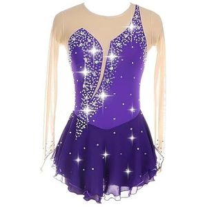 UPPJPBSW - Turnpak - Purper - Met Lange Mouwen - Voor Kunstrijden Met Glanzende Strasssteentjes