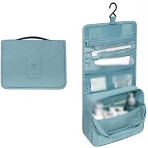 YAOYA Cosmetische tas nylon reisset make-up tas hoge capaciteit cosmetische tassen voor vrouwen badkamer toilettas make-up organizer zakje opknoping (kleur: blauw)
