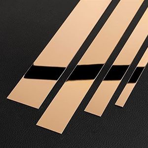 Molding Trim Gemetalliseerde Afwerking Kit Strip, 10 m gemetalliseerde lijst- en wandversiering Zelfklevende spiegelachtige afgewerkte muurrandstrip, flexibele ultradunne decoratieve rand(Rose Gold Mi