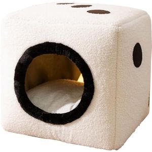 Huisdierproducten Kattenmand Hondenbed Kleine Ronde Donut Wasbaar For Honden Tot 10 Kg Roze Afneembare Hoes Anti-angst Kattenmand (Color : Weiß, Size : M)