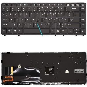 Amerikaans Russisch laptoptoetsenbord voor HP Elitebook 840 G1 850 G2 ZBOOK 14 met achtergrondverlichting en zwart/zilveren frame(US Black Backlit)