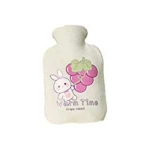 DieffematicRSD Warmwaterkruik PVC-warmwaterkruik met pluche hoes for pijnverlichting Student Leuke handwarmer Injectie Heetwaterzak Cadeau (Color : White)