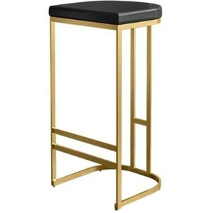 Barkruk Bistrokruk Barkrukken Lederen Barkruk Met Gouden Metalen Poten Moderne Barstoel Hoge Kruk Met Voetsteun, Thuisbarkruk Zonder Rugleuning Barstoelen Keukenstoelen(Black,Sitting Height 75cm)