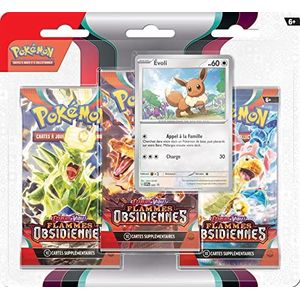 Pokemon - 3 boosterpacks – scharlakenrood en violet – obsidiaanvlammen (EV03) – willekeurig model – gezelschapsspellen – kaartspellen – verzamelkaarten – vanaf 6 jaar