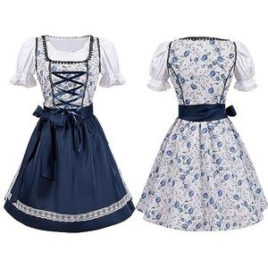 Vrouwen Dirndl voor Oktoberfest,Bier Beierse Jurk Duitse Dirndl - Traditionele Beierse biermeisje rekbare jurk met korte mouwen voor het Oktoberfest Moonyan